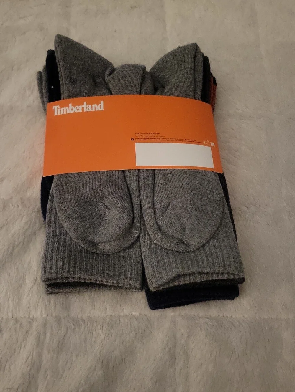 Timberland Men’s Performance 6-Pack Crew Socks — Orange, Navy & Gray Large 9-12